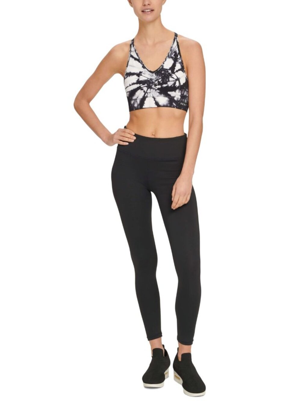 DKNY Womens Sport Tie-Dyed Perforated-Back Medium-Impact Sports Bra